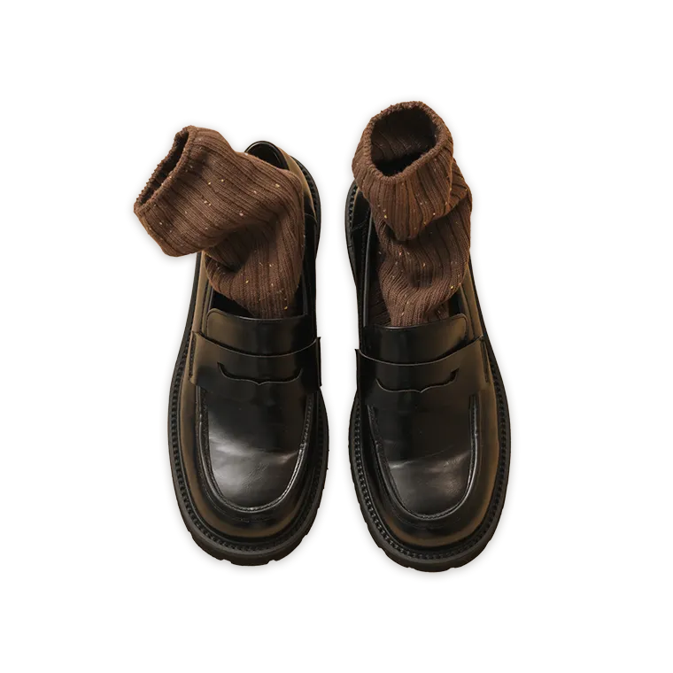 Track Sole Plain Loafers