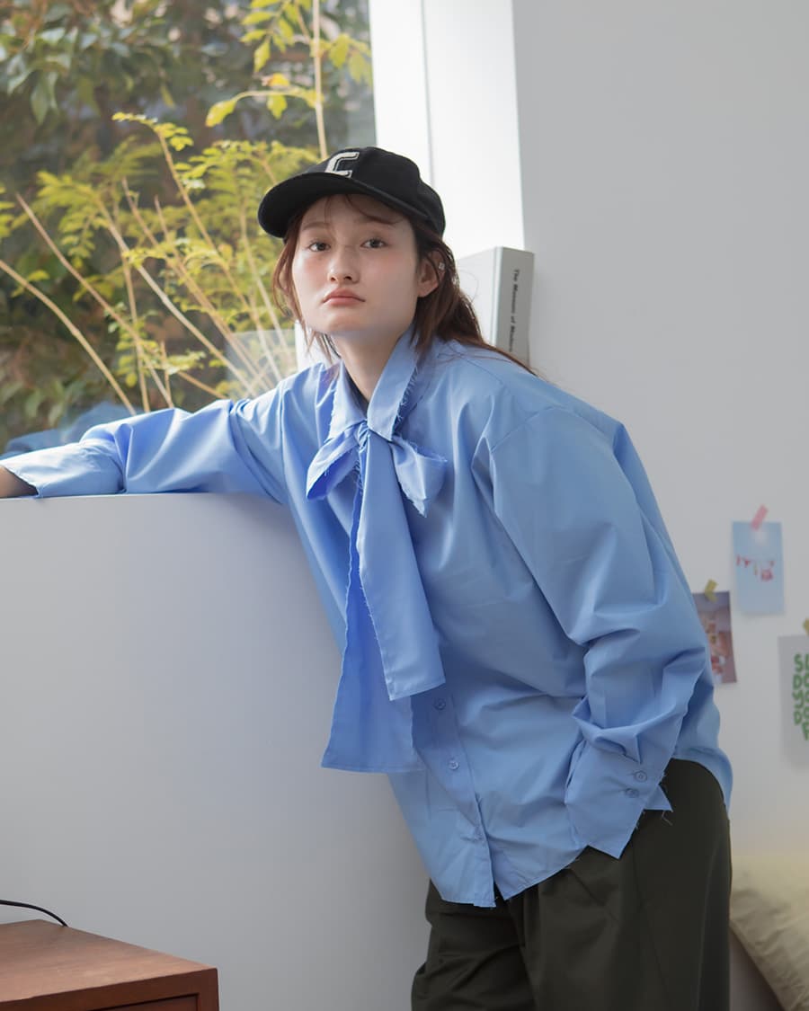 Fringe Bowtie Blouse