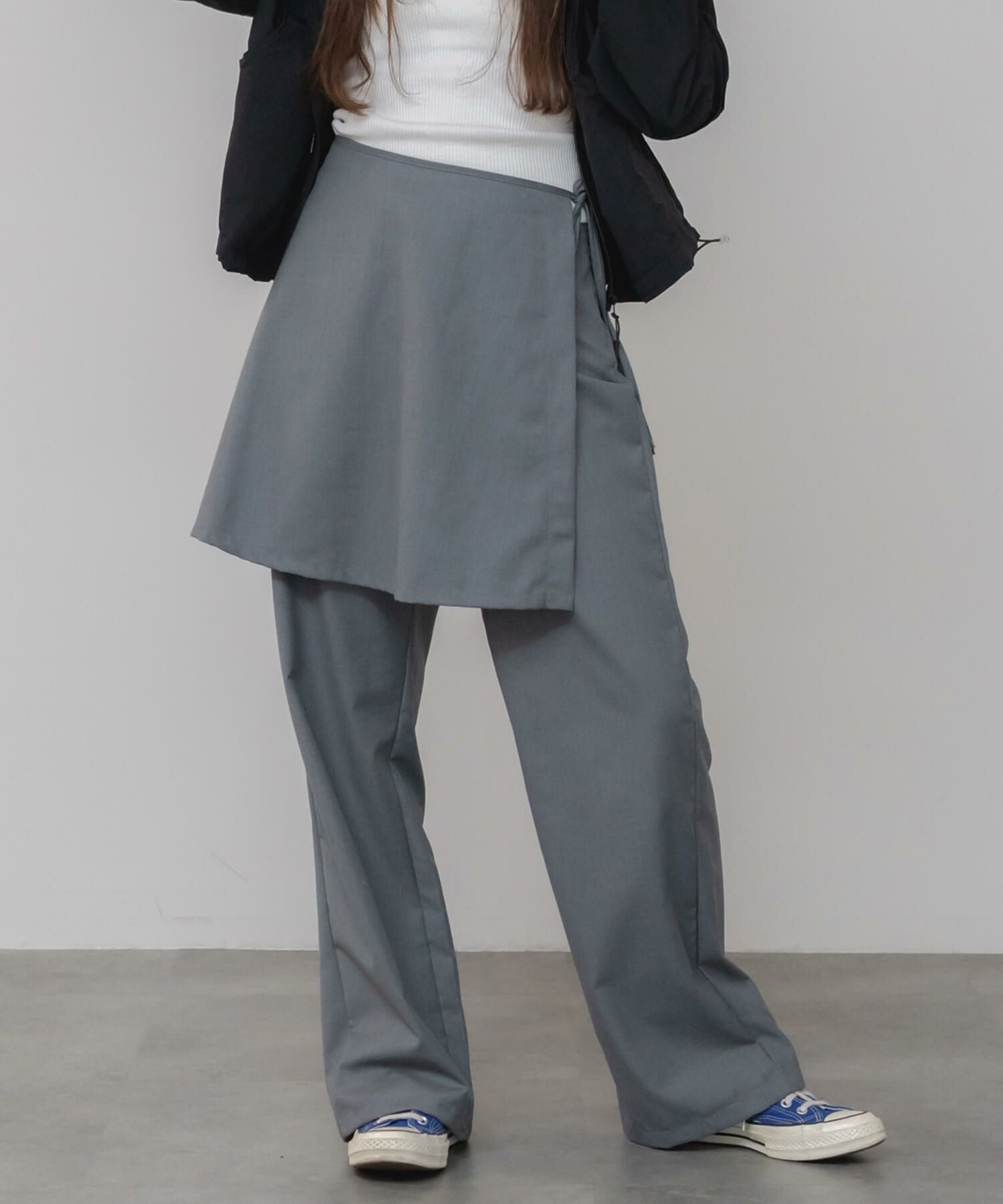 Wrap Skirt Layered Pants | HEILIS