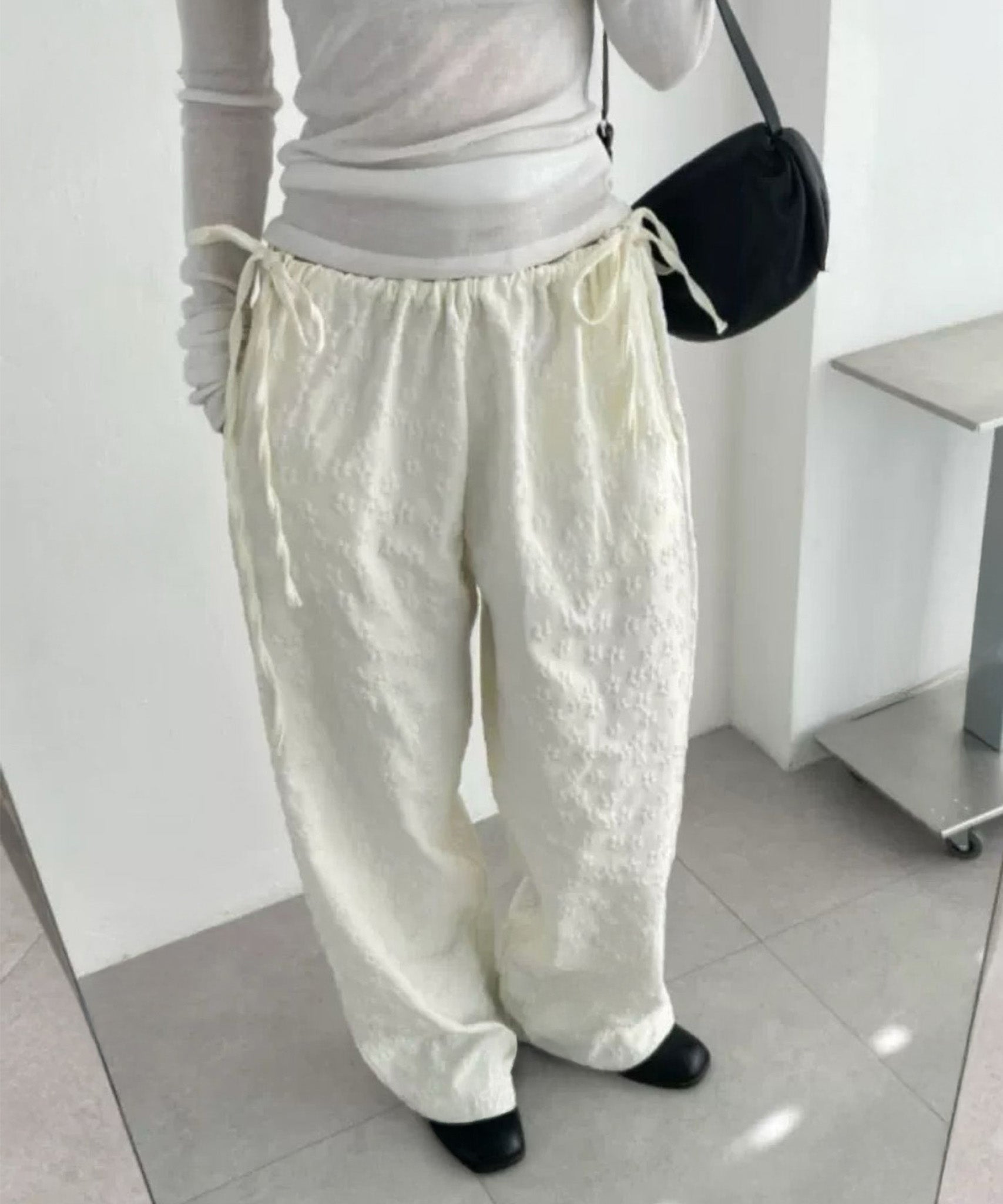 Flower Jacquard Easy Pants | HEILIS