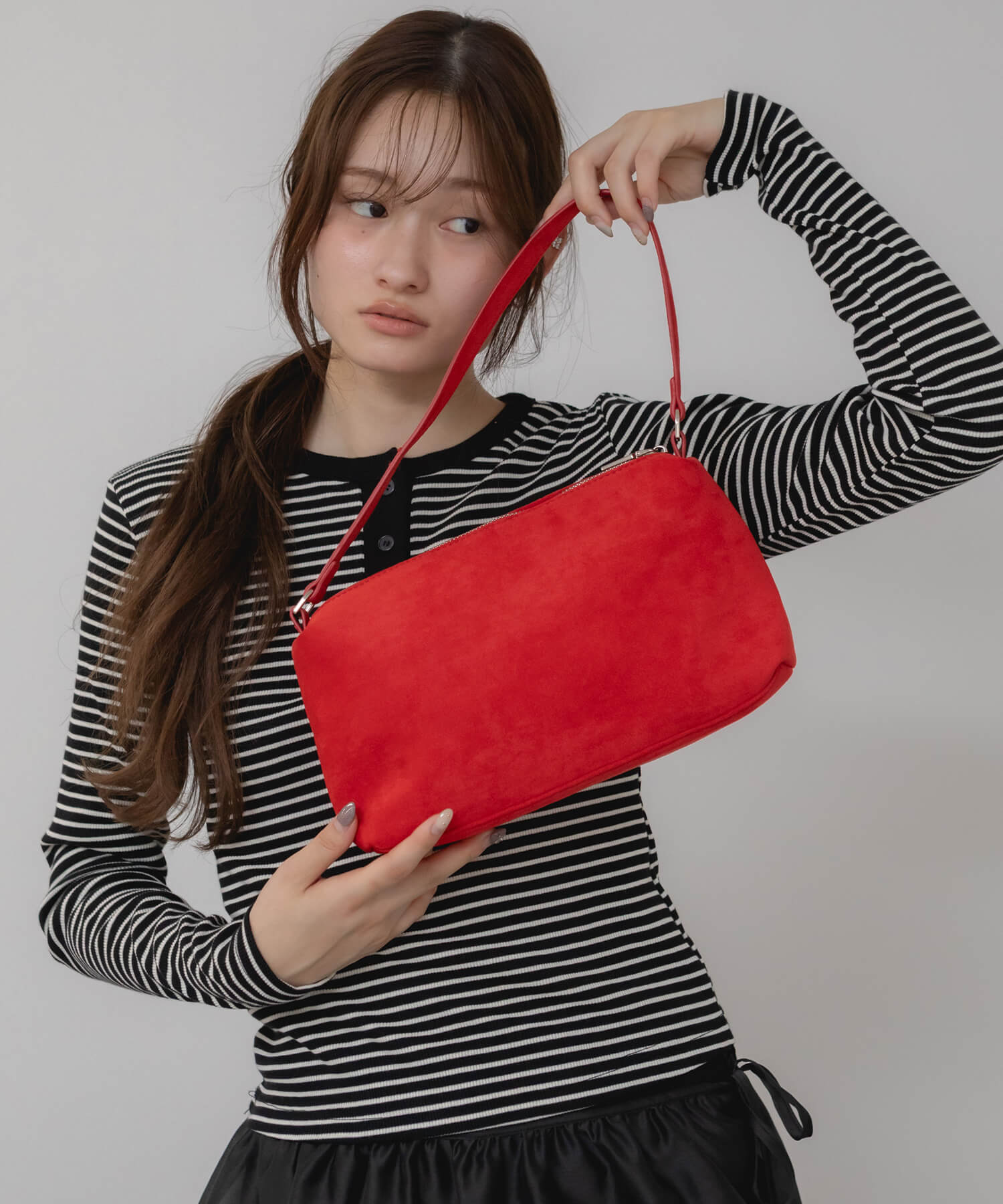 One Handle Suede Shoulder Bag | HEILIS