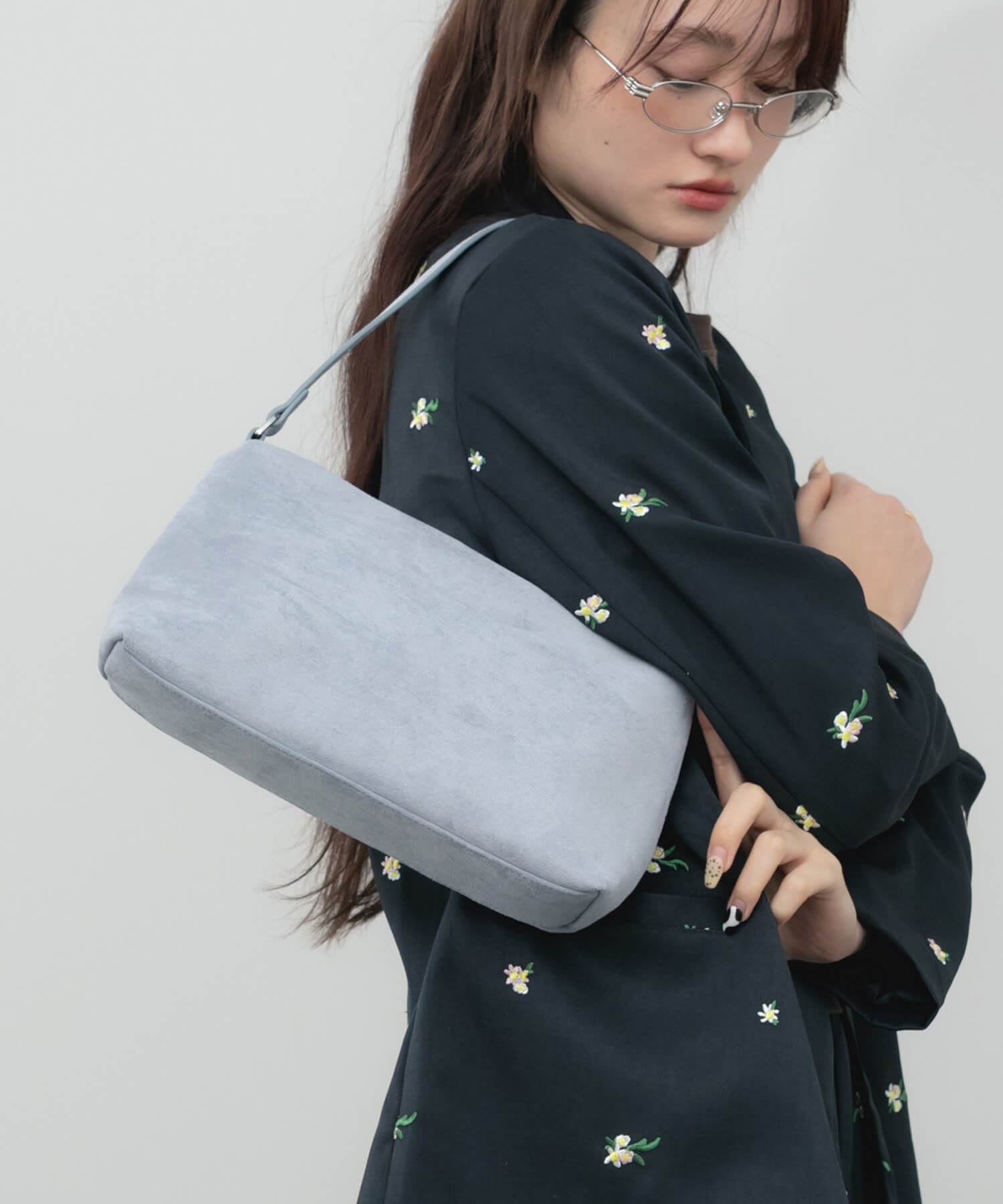 One Handle Suede Shoulder Bag | HEILIS