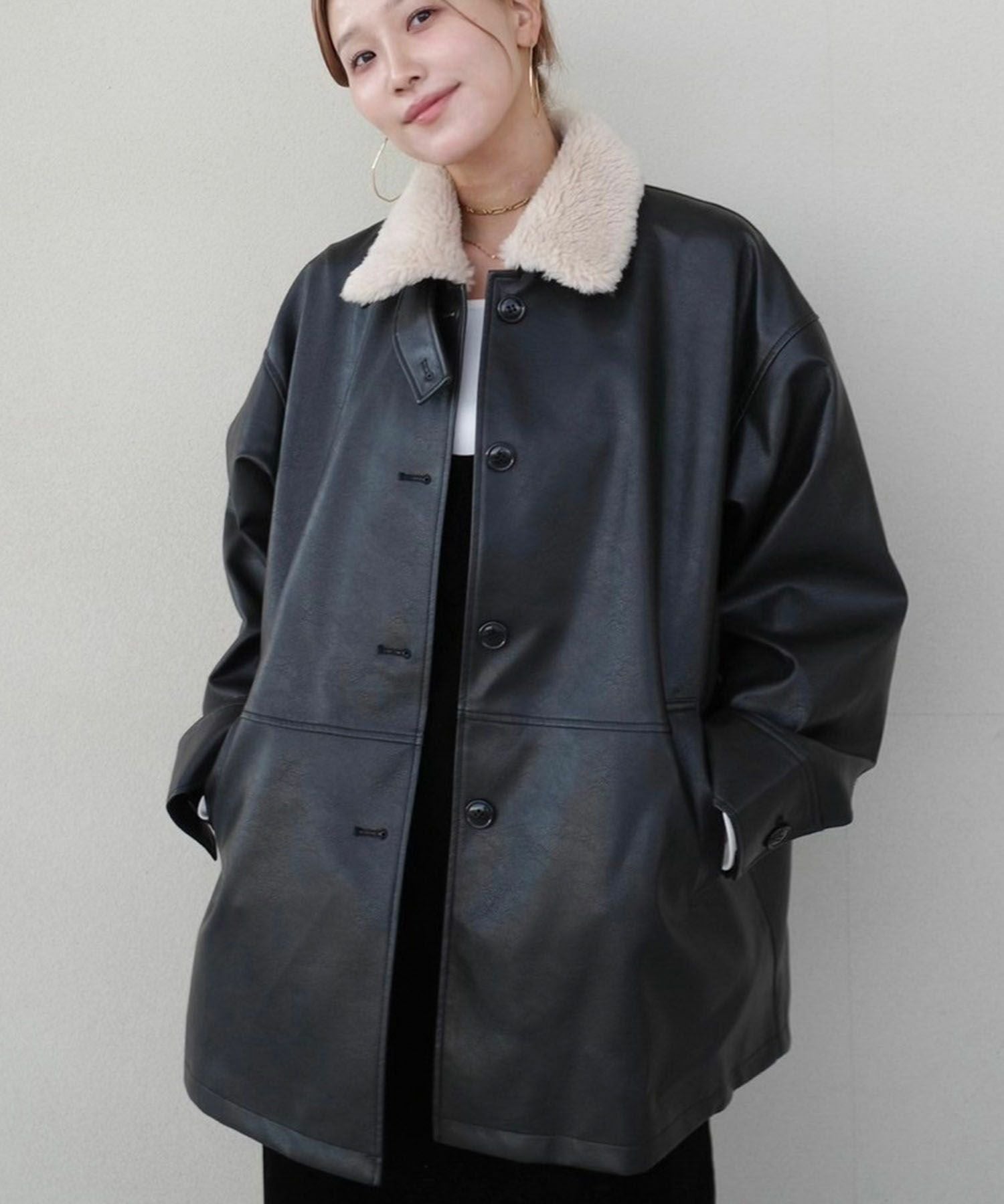 ジャケット・アウター Archive leather Jacket dark wear ann-jacket-women-black-1.jpg?v