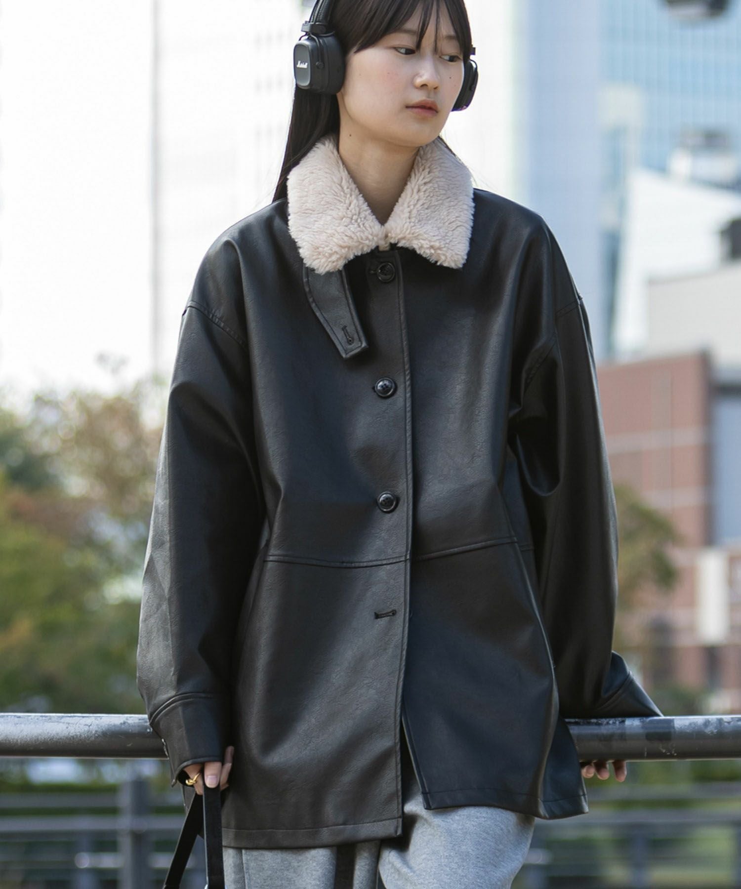 Hideka Original】3Way Vintage Fake Leather Jacket | HEILIS