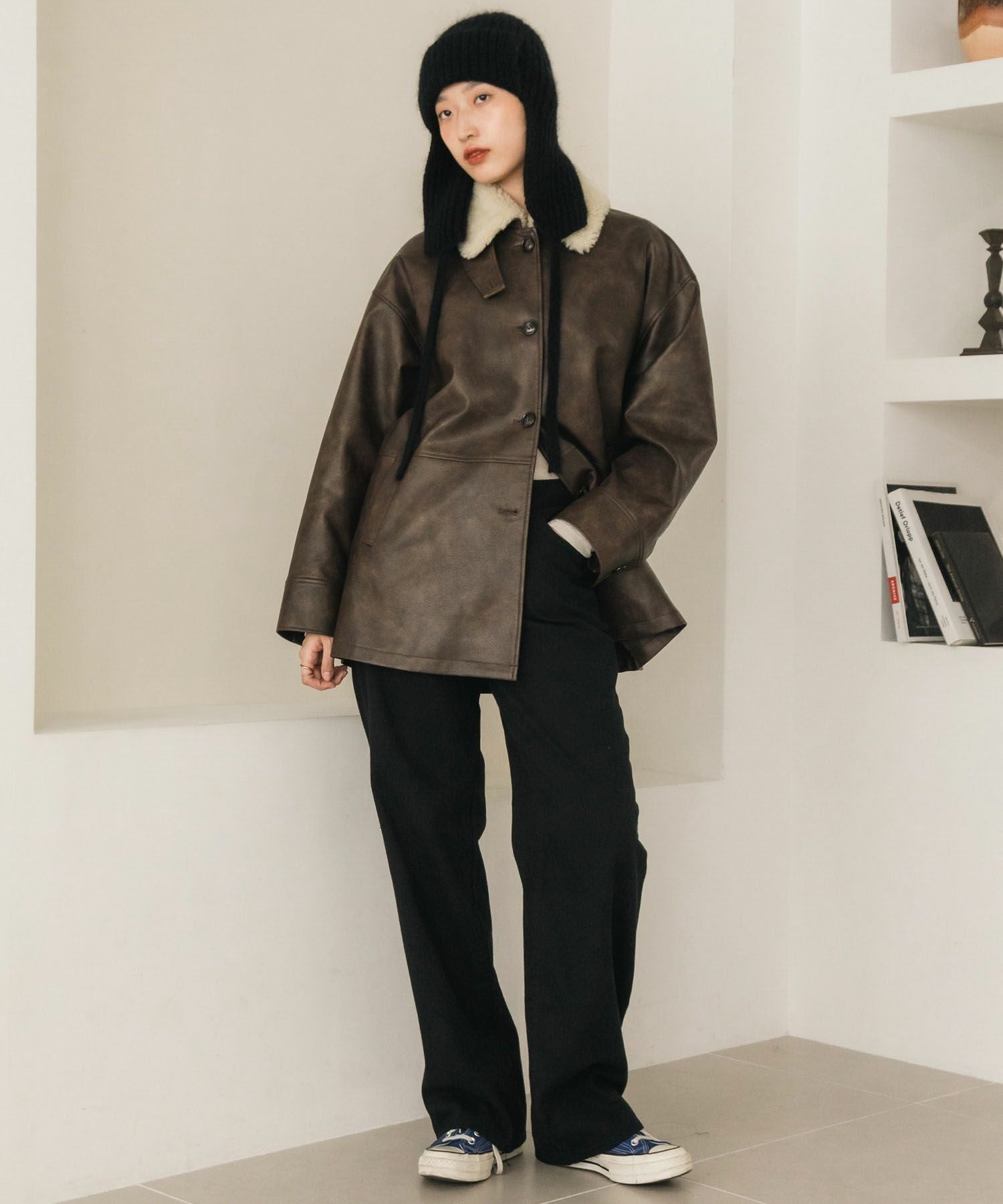 Hideka Original】3Way Vintage Fake Leather Jacket | HEILIS