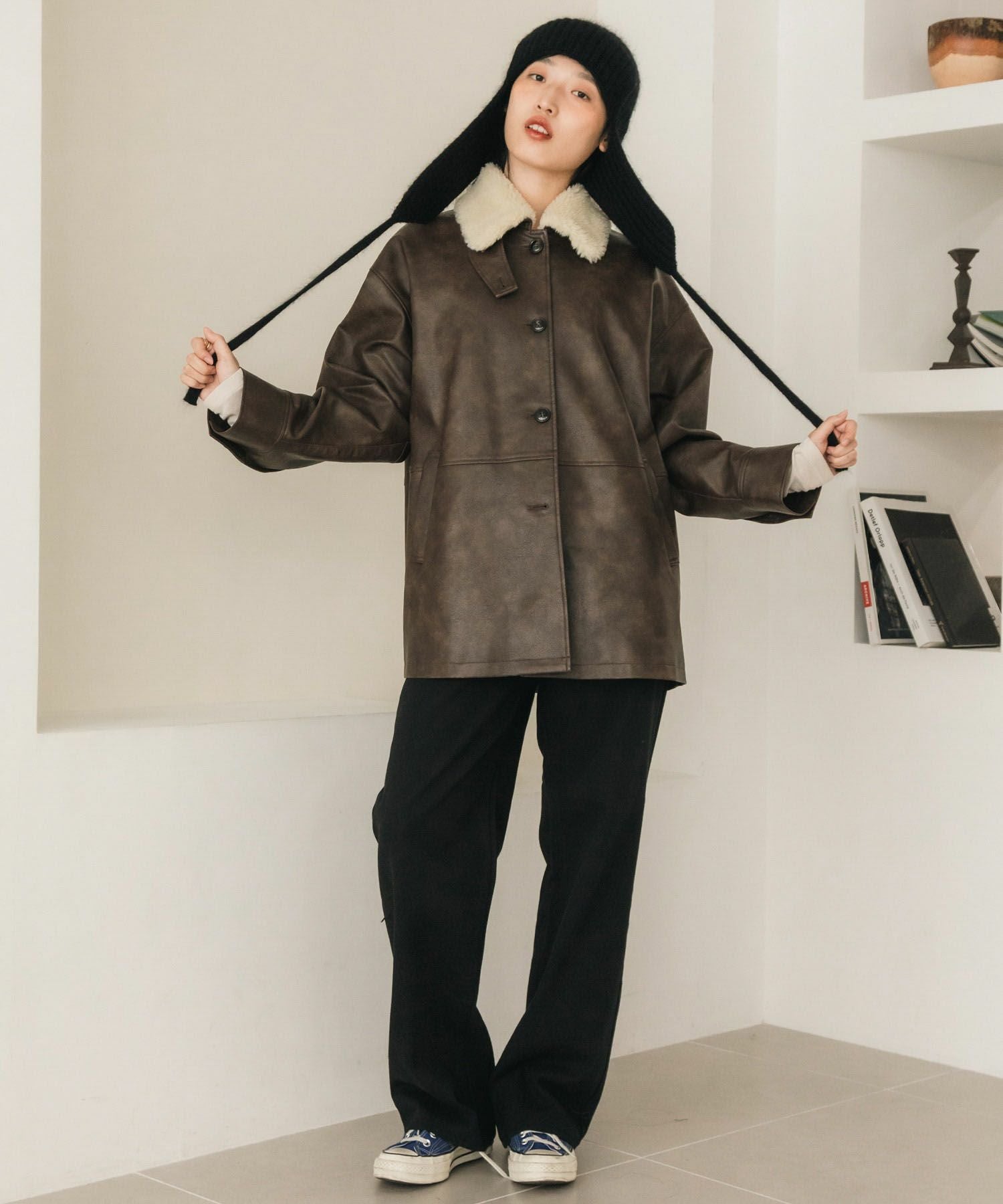 Hideka Original】3Way Vintage Fake Leather Jacket | HEILIS