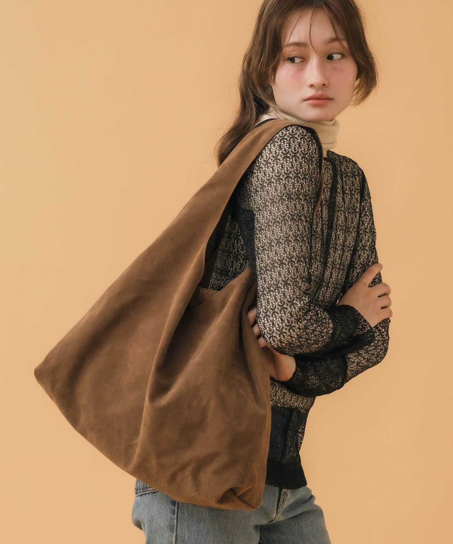 One-Handle Suede Tote Bag | HEILIS