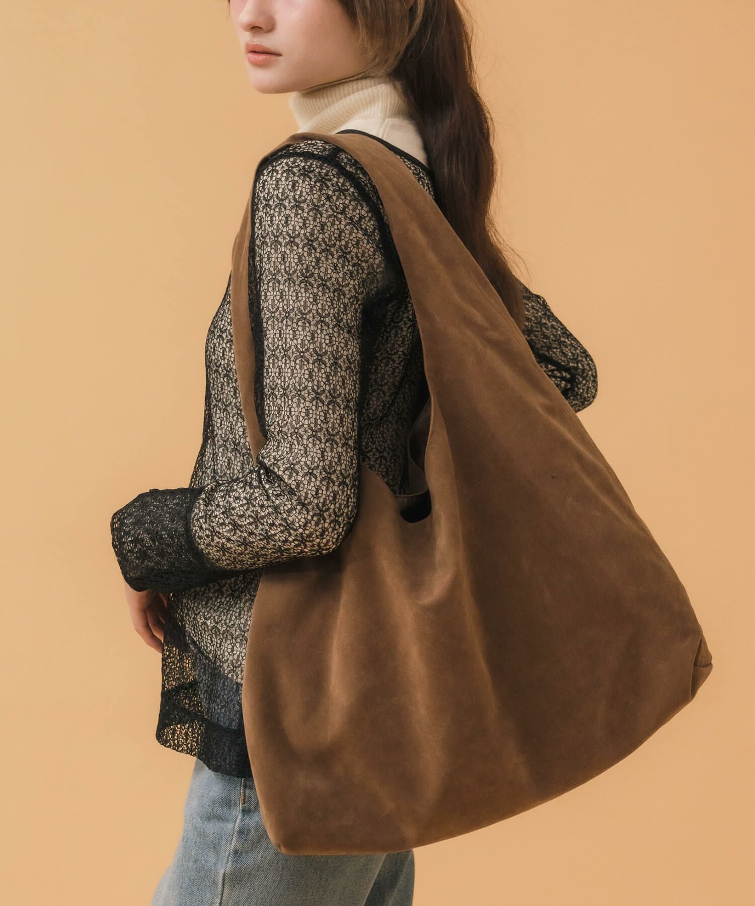 One-Handle Suede Tote Bag | HEILIS