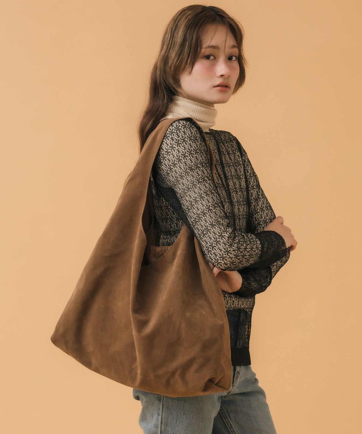 One-Handle Suede Tote Bag | HEILIS