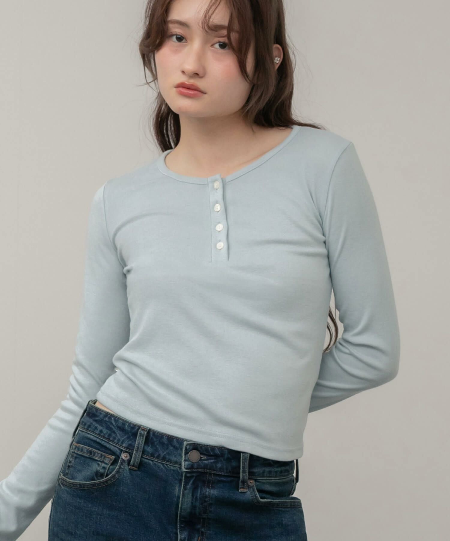 Henley Neck Basic Tops | HEILIS