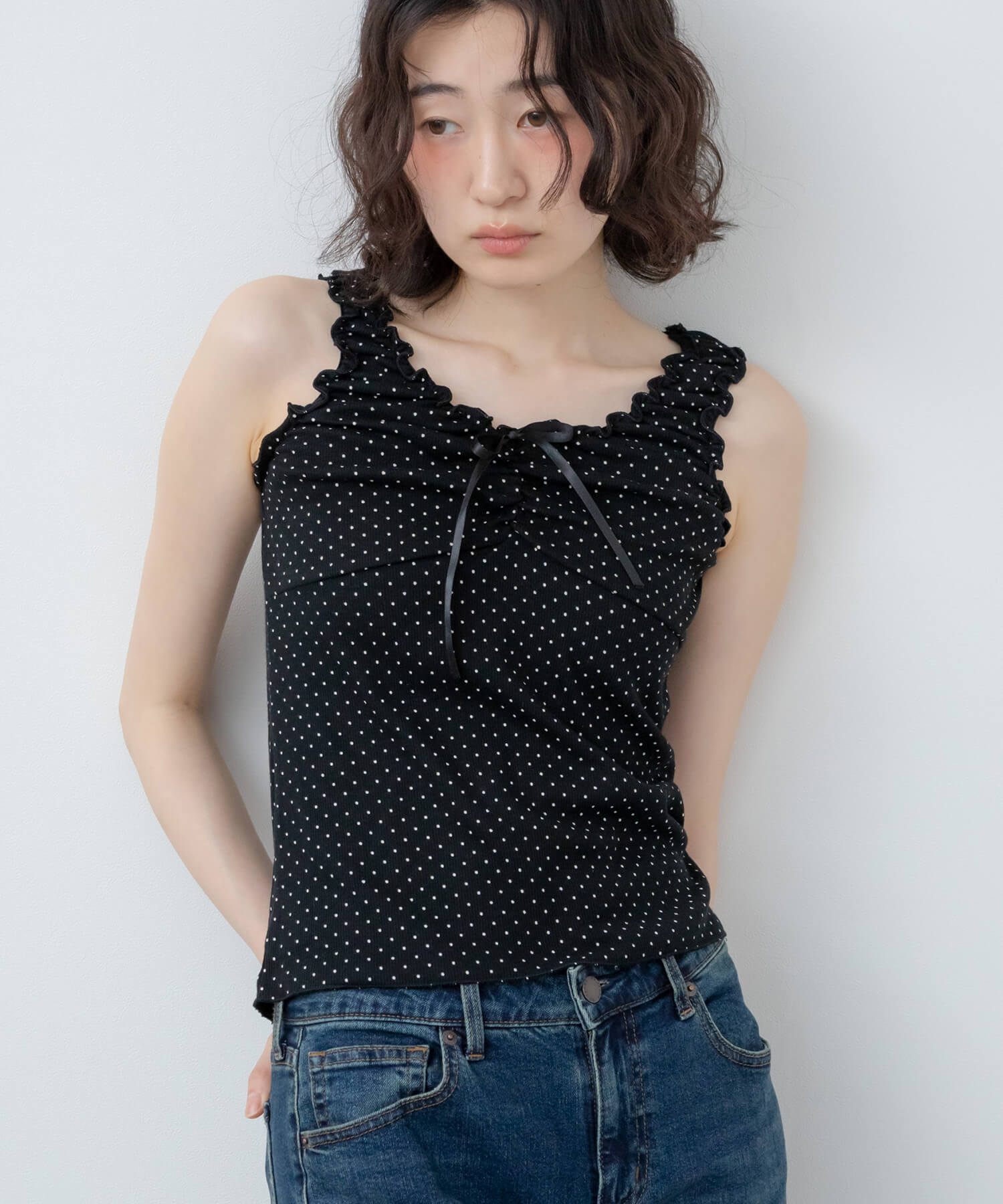 Dot Ribbon Tank Tops | HEILIS