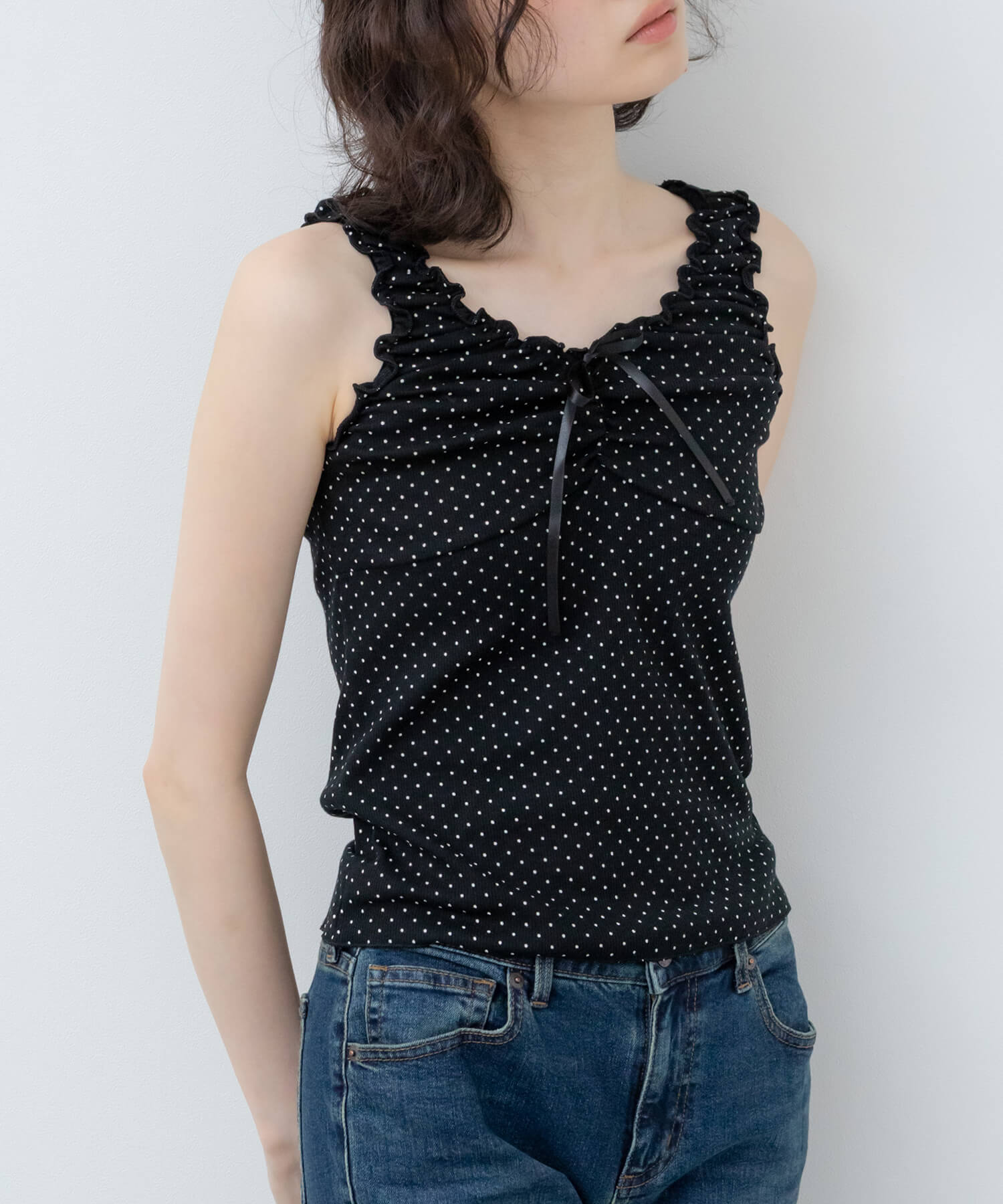Dot Ribbon Tank Tops | HEILIS