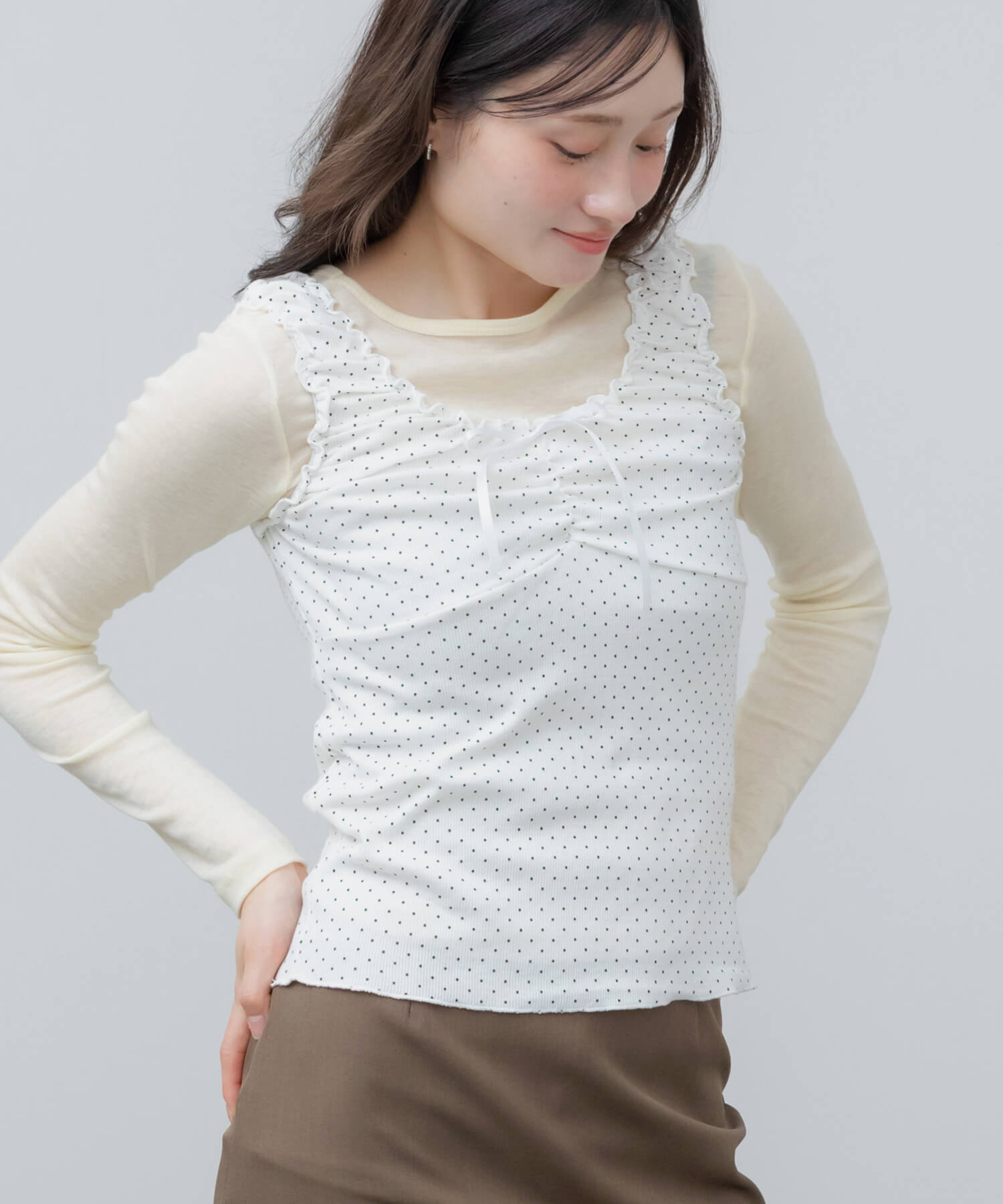 Dot Ribbon Tank Tops | HEILIS