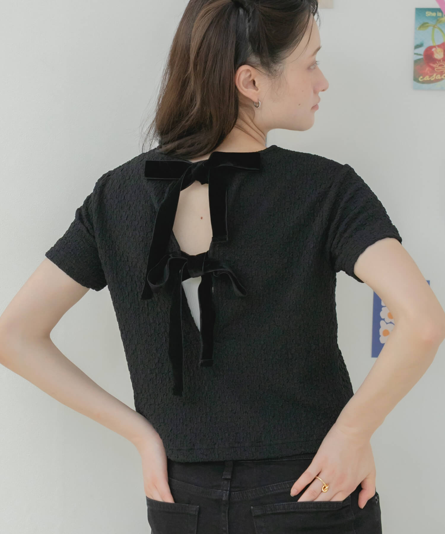 Original】Back Ribbon Cut Tops | HEILIS
