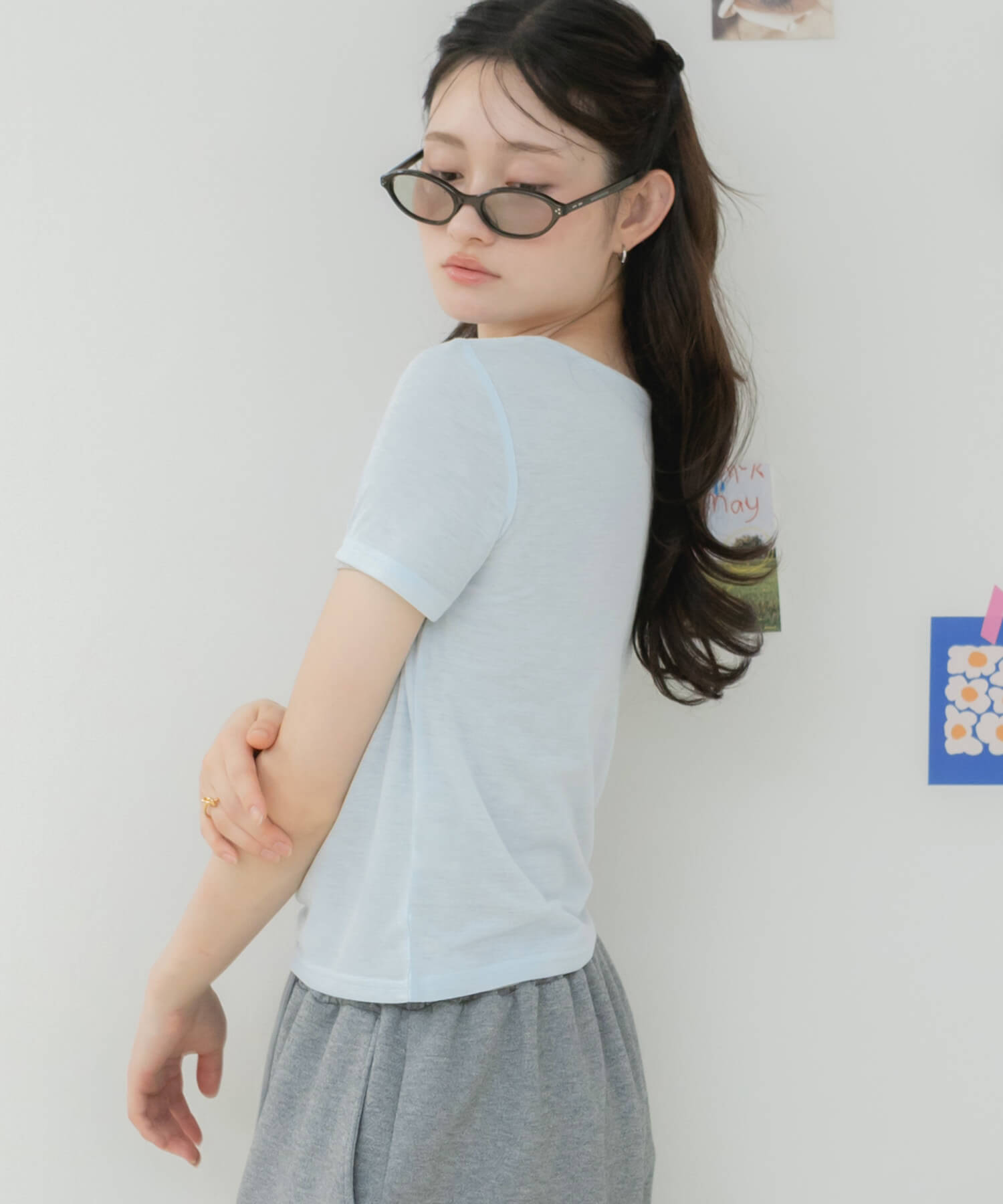 Sheer Henley Short Tops | HEILIS