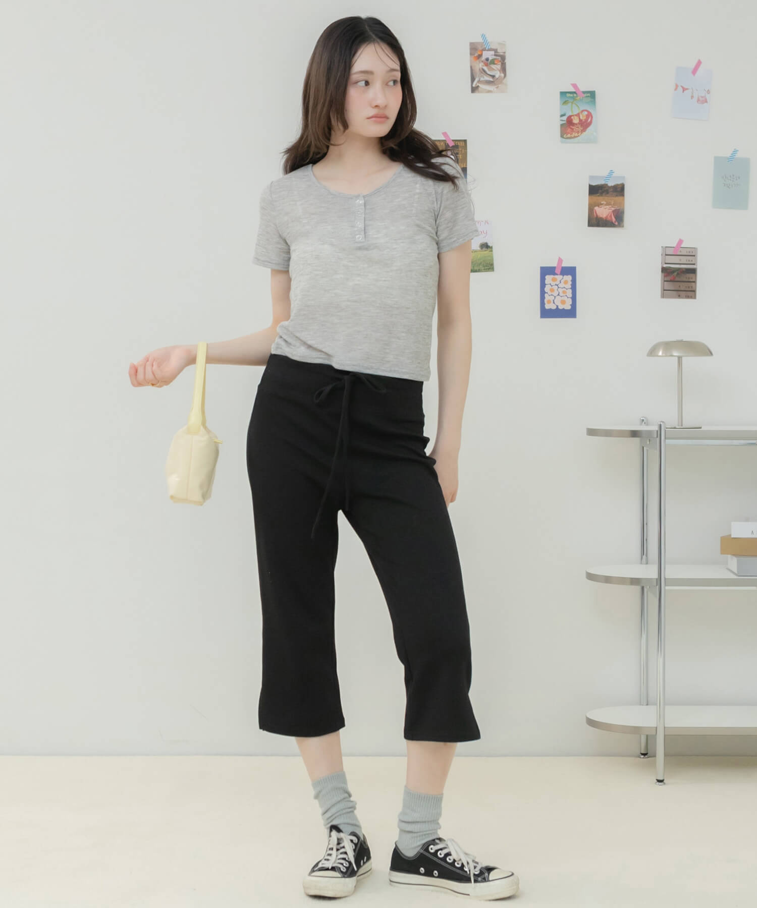 Sheer Henley Short Tops | HEILIS