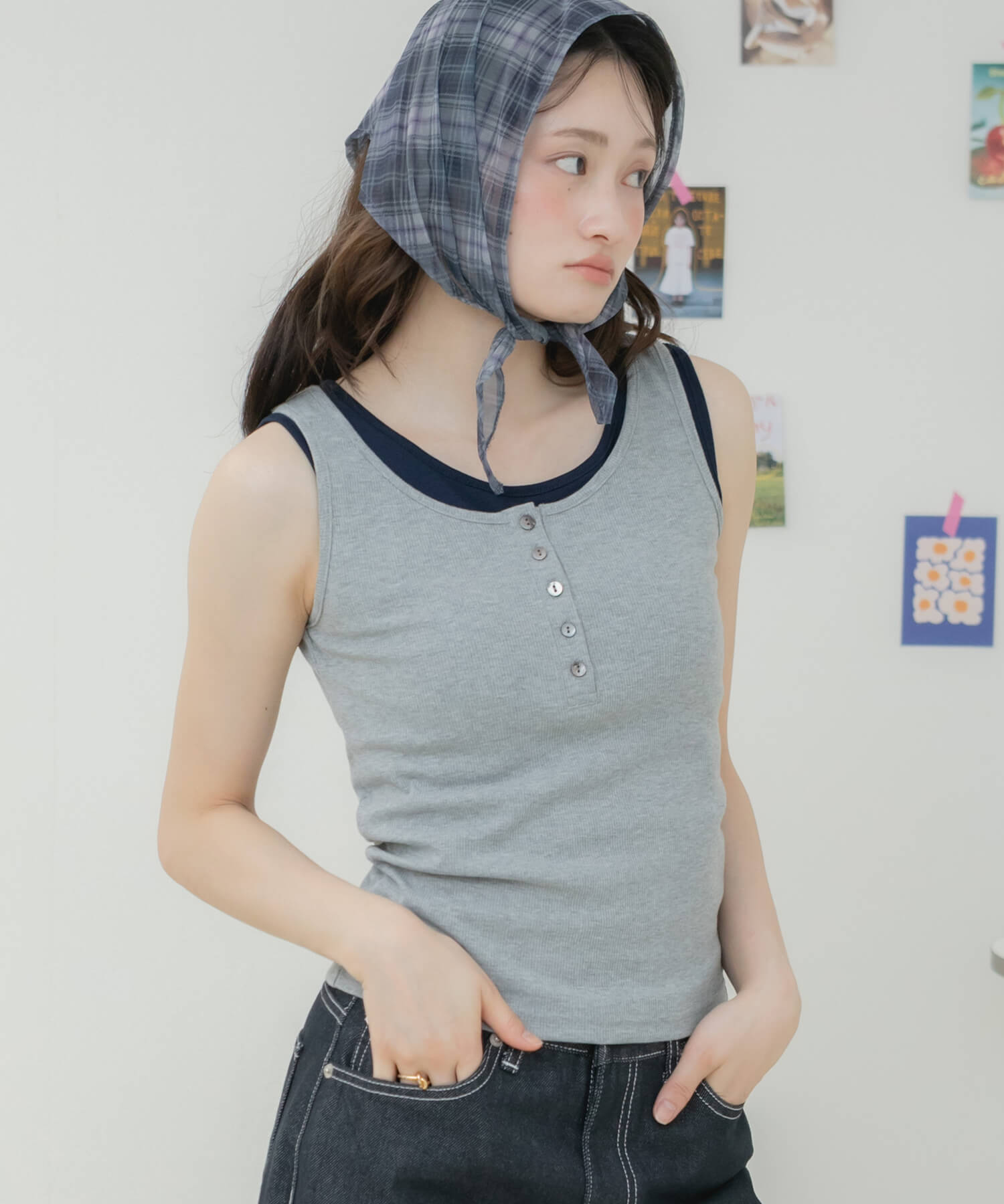 Henley Neck Tank Top | HEILIS