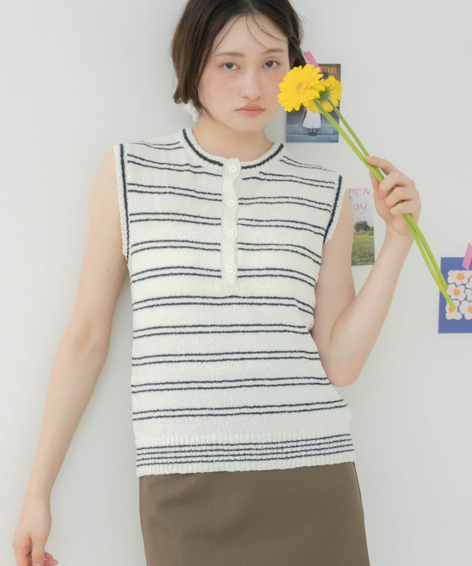 Striped Knit Tank Top | HEILIS