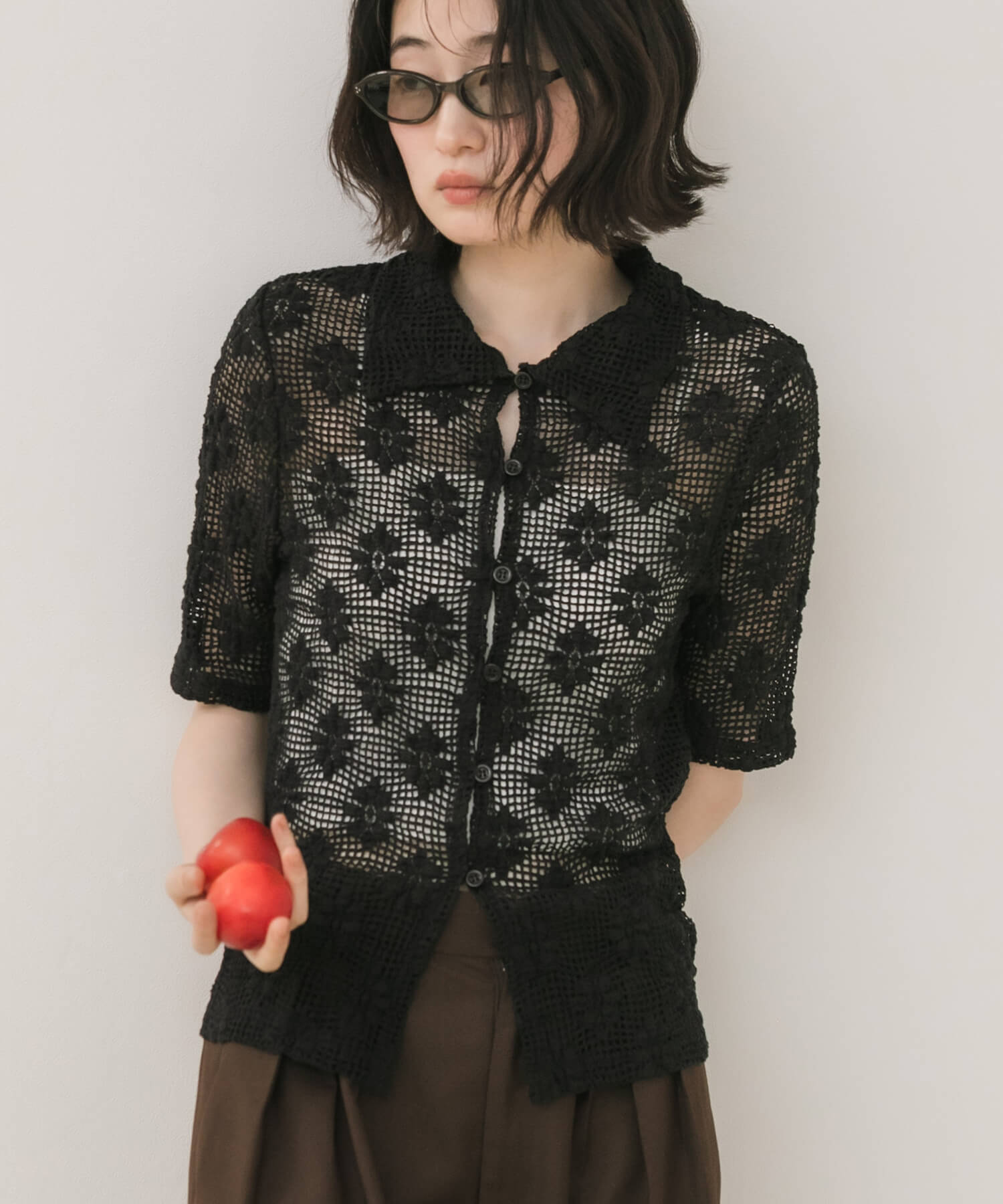 Flower Polo Knit Tops | HEILIS