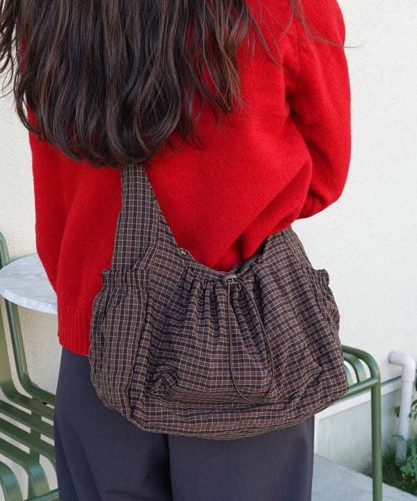 Checkered Drawstring Bag